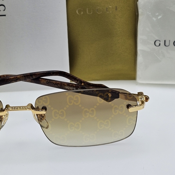 GUCCI UNISEX GG1221S 004 GUCCI RIMLESS GG LOGO ON LENS SUNGLASSES - Picture 8 of 16